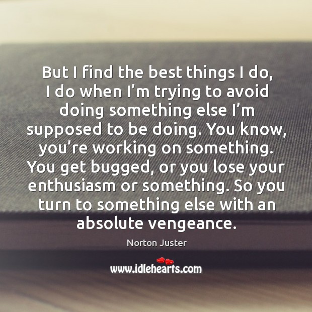 So you turn to something else with an absolute vengeance. Norton Juster Picture Quote