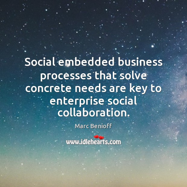 Social embedded business processes that solve concrete needs are key to enterprise Marc Benioff Picture Quote