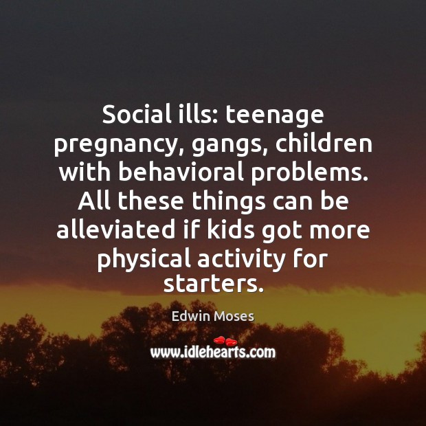 Social ills: teenage pregnancy, gangs, children with behavioral problems. All these things Edwin Moses Picture Quote