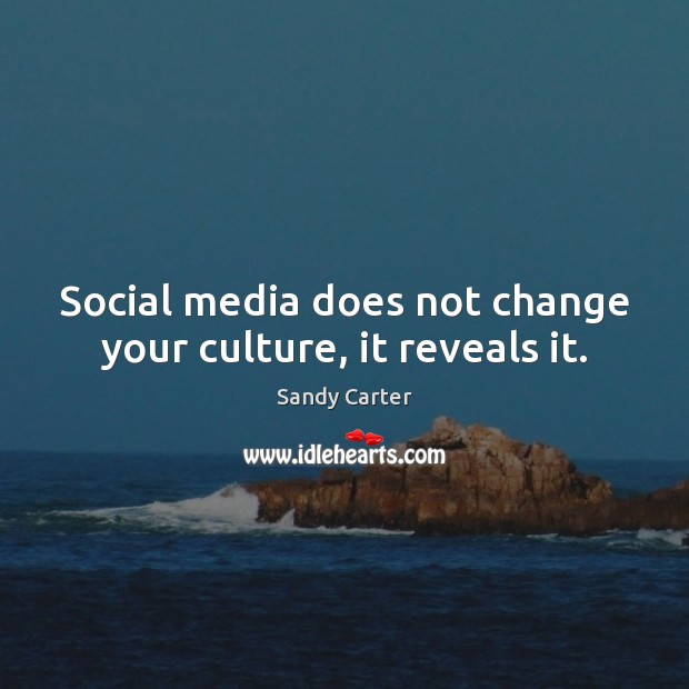 Social media does not change your culture, it reveals it. Sandy Carter Picture Quote