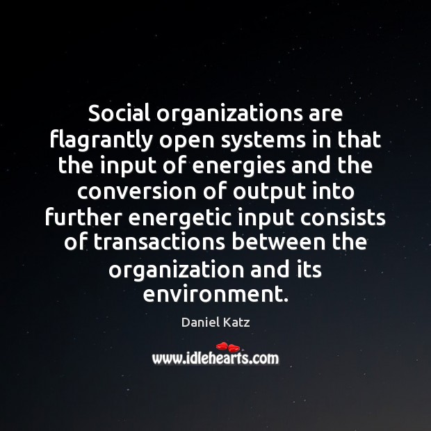 Social organizations are flagrantly open systems in that the input of energies Image