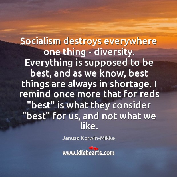 Socialism destroys everywhere one thing – diversity. Everything is supposed to be Image