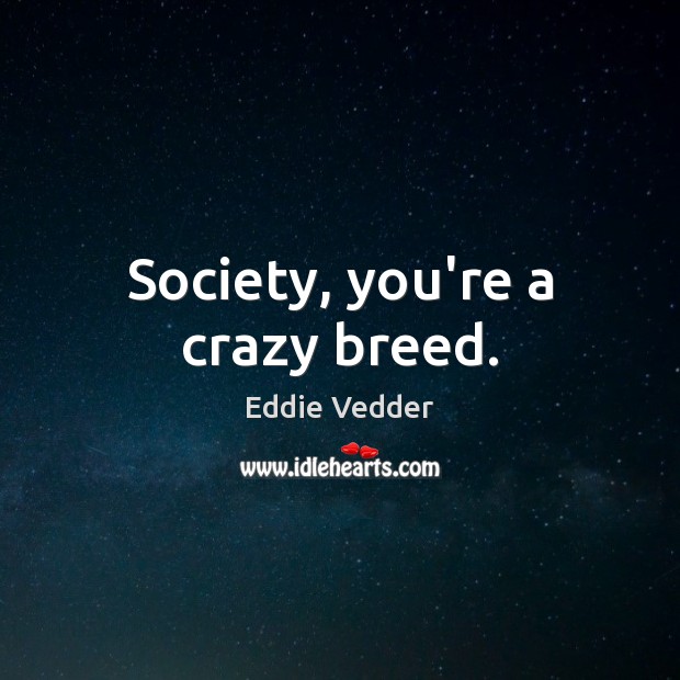 Society, you’re a crazy breed. Eddie Vedder Picture Quote
