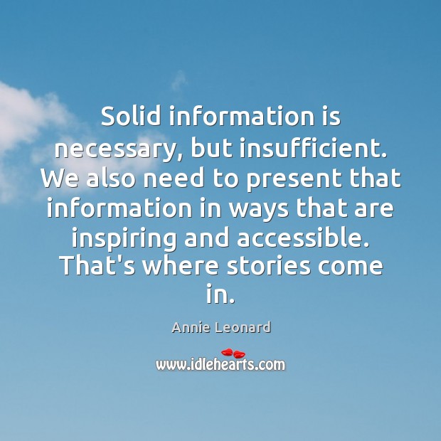 Solid information is necessary, but insufficient. We also need to present that Image