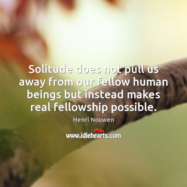 Solitude does not pull us away from our fellow human beings but Henri Nouwen Picture Quote