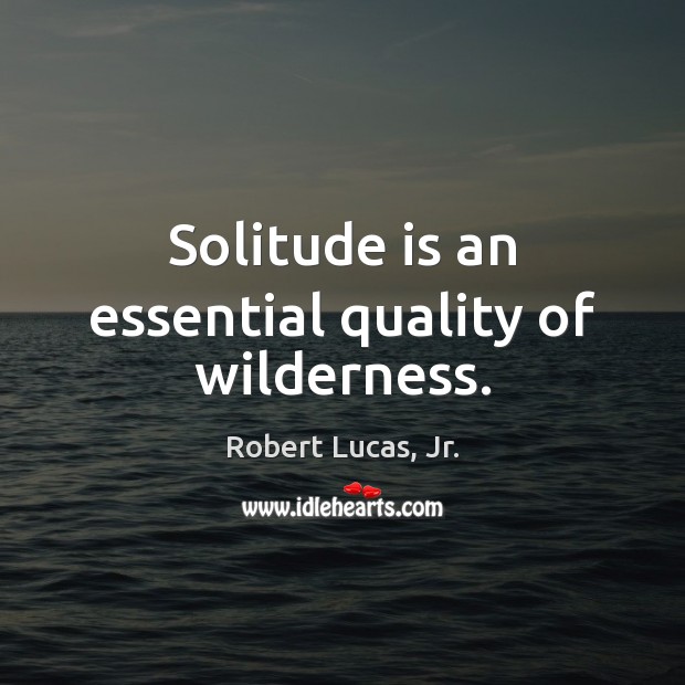 Solitude is an essential quality of wilderness. Robert Lucas, Jr. Picture Quote