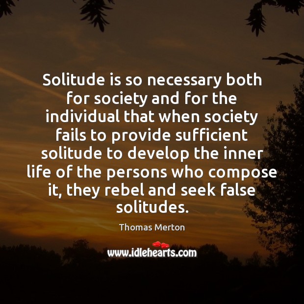 Solitude is so necessary both for society and for the individual that Image