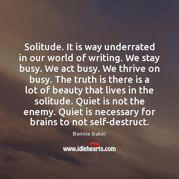 Solitude. It is way underrated in our world of writing. We stay Image
