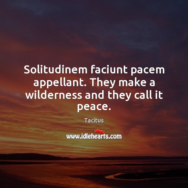 Solitudinem faciunt pacem appellant. They make a wilderness and they call it peace. Tacitus Picture Quote