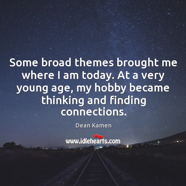 Some broad themes brought me where I am today. At a very young age, my hobby became thinking and finding connections. Image