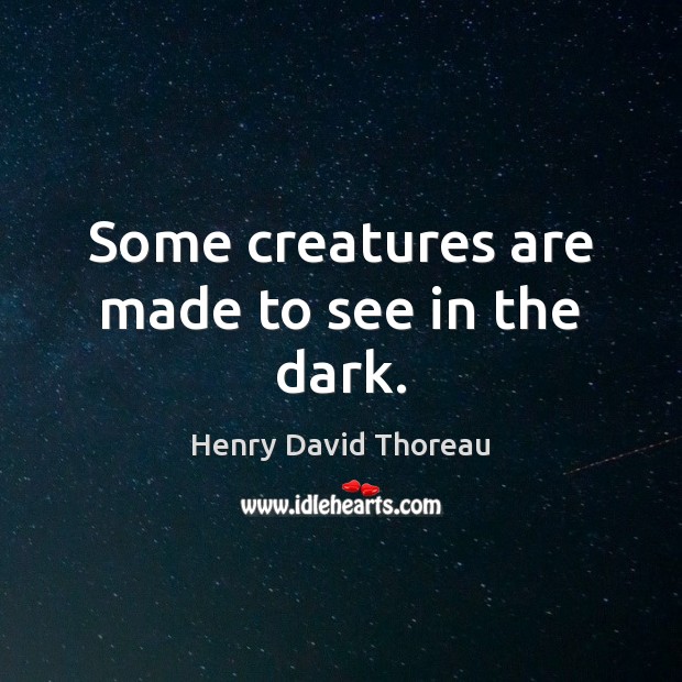 Some creatures are made to see in the dark. Henry David Thoreau Picture Quote