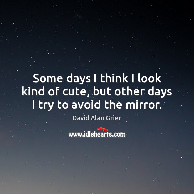 Some days I think I look kind of cute, but other days I try to avoid the mirror. David Alan Grier Picture Quote