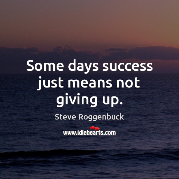 Some days success just means not giving up. Steve Roggenbuck Picture Quote