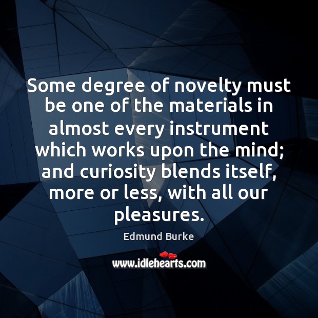 Some degree of novelty must be one of the materials in almost Edmund Burke Picture Quote