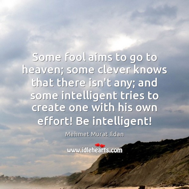 Some fool aims to go to heaven; some clever knows that there Mehmet Murat Ildan Picture Quote