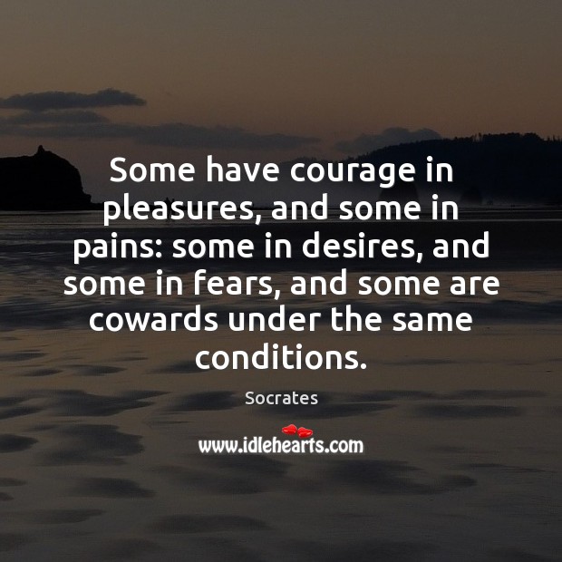 Some have courage in pleasures, and some in pains: some in desires, Socrates Picture Quote