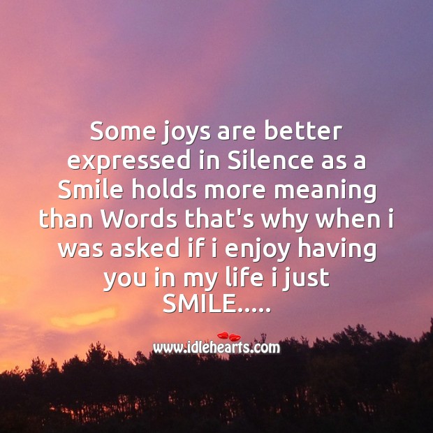 Some joys are better expressed in silence as a smile Love Messages Image