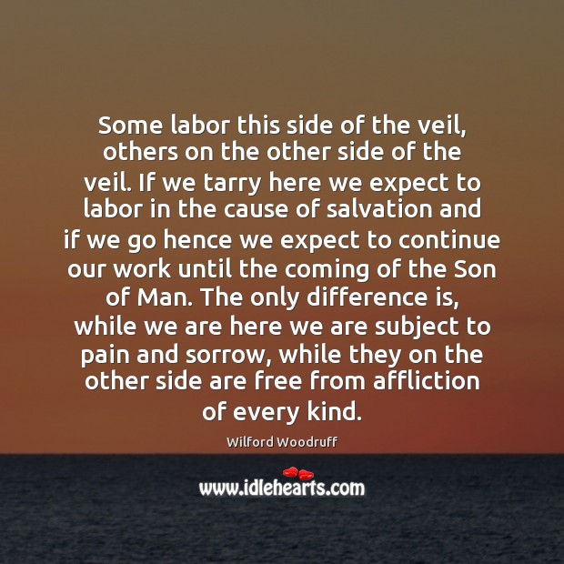 Some labor this side of the veil, others on the other side Wilford Woodruff Picture Quote