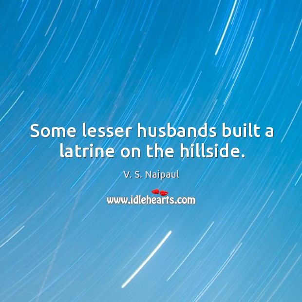 Some lesser husbands built a latrine on the hillside. V. S. Naipaul Picture Quote