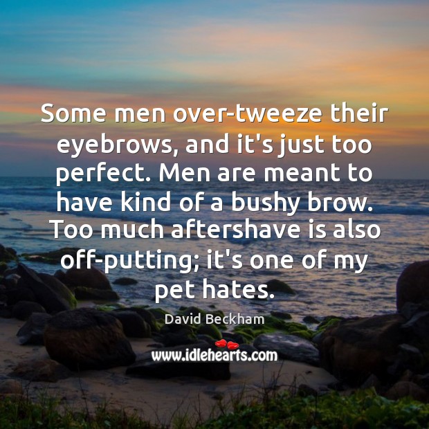 Some men over-tweeze their eyebrows, and it’s just too perfect. Men are David Beckham Picture Quote