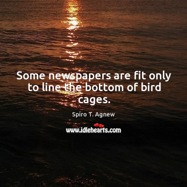 Some newspapers are fit only to line the bottom of bird cages. Spiro T. Agnew Picture Quote