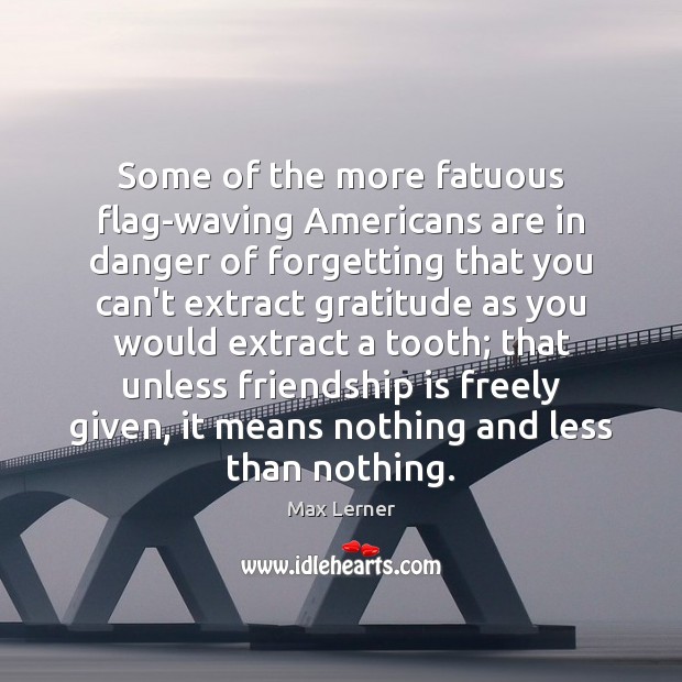 Some of the more fatuous flag-waving Americans are in danger of forgetting Image