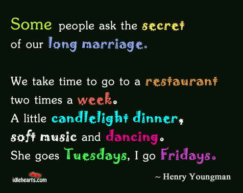 Some people ask the secret of our long marriage Henry Youngman Picture Quote