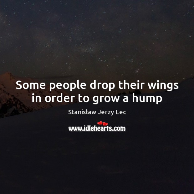 Some people drop their wings in order to grow a hump Stanisław Jerzy Lec Picture Quote