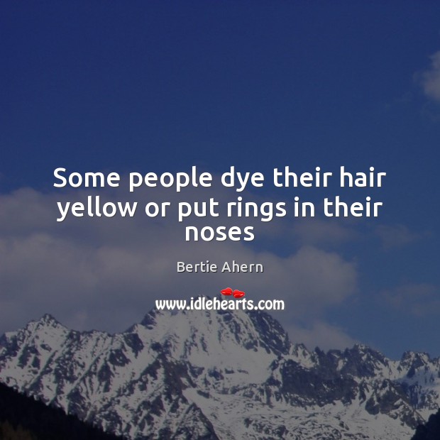 Some people dye their hair yellow or put rings in their noses Bertie Ahern Picture Quote