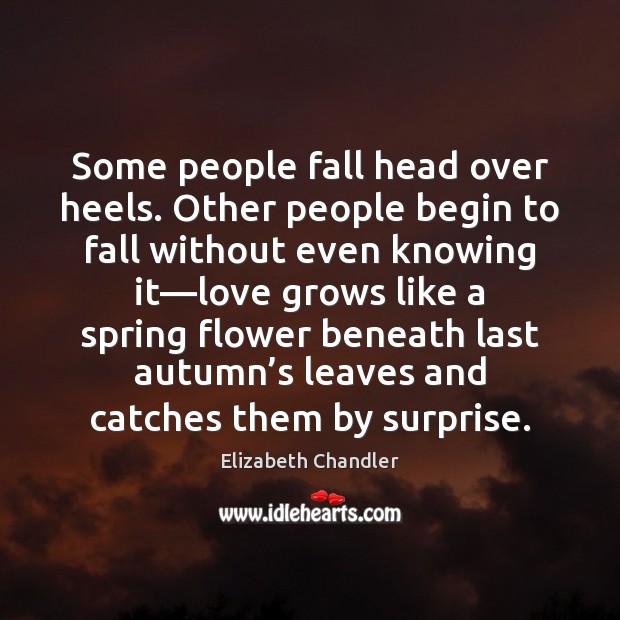 Some people fall head over heels. Other people begin to fall without Elizabeth Chandler Picture Quote