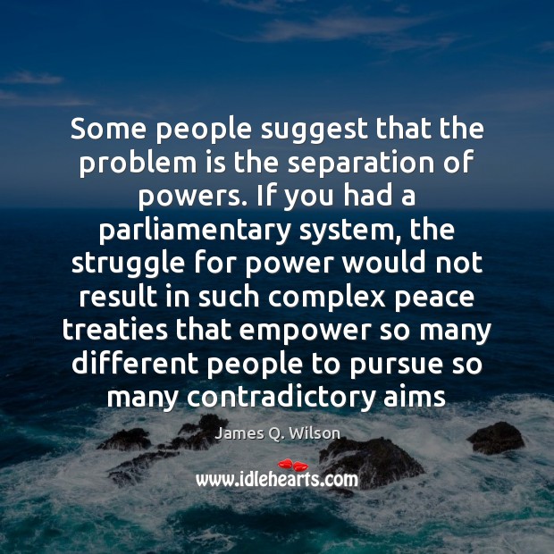 Some people suggest that the problem is the separation of powers. If James Q. Wilson Picture Quote