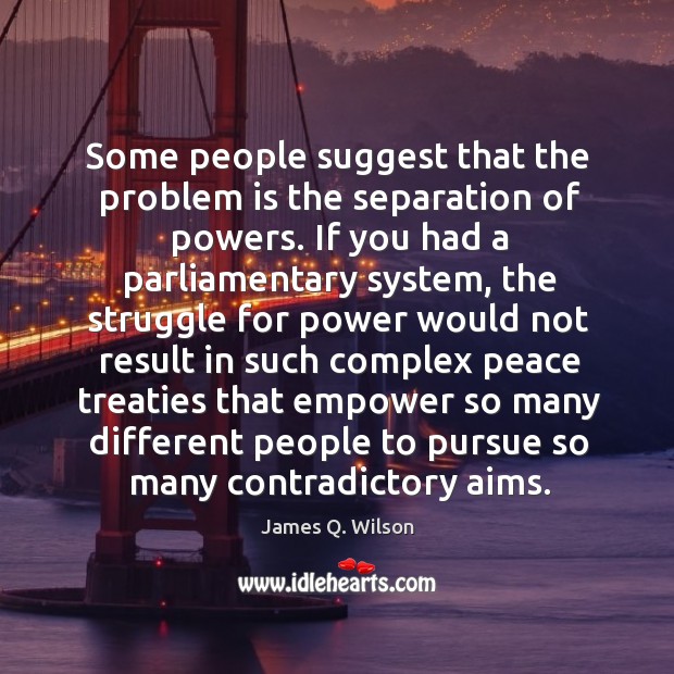 Some people suggest that the problem is the separation of powers. James Q. Wilson Picture Quote