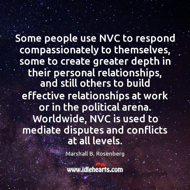 Some people use NVC to respond compassionately to themselves, some to create Image