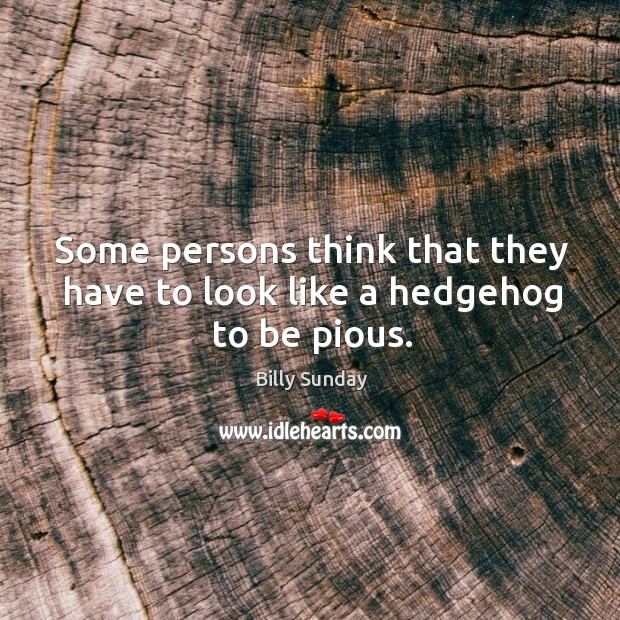 Some persons think that they have to look like a hedgehog to be pious. Billy Sunday Picture Quote