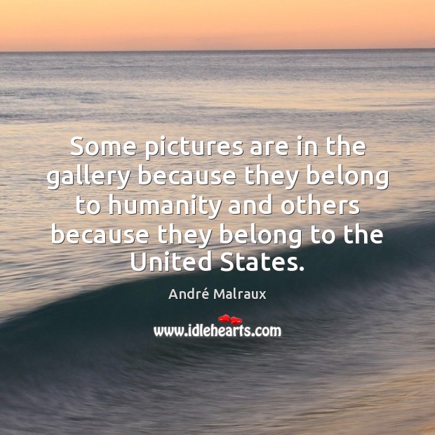 Some pictures are in the gallery because they belong to humanity and André Malraux Picture Quote