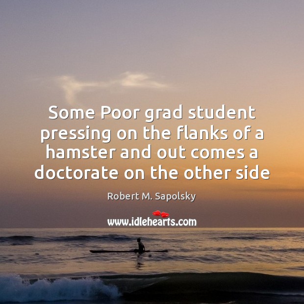 Some Poor grad student pressing on the flanks of a hamster and Robert M. Sapolsky Picture Quote