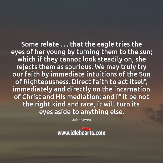Some relate . . . that the eagle tries the eyes of her young by Image