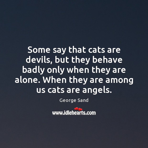 Some say that cats are devils, but they behave badly only when Alone Quotes Image