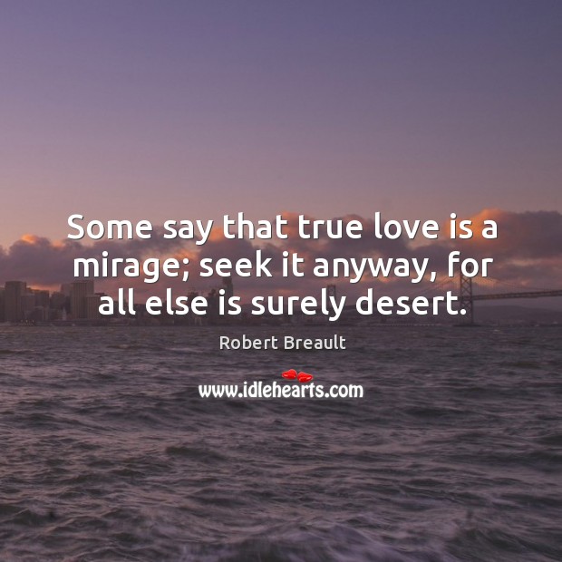 Some say that true love is a mirage; seek it anyway, for all else is surely desert. Robert Breault Picture Quote