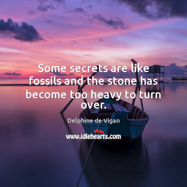 Some secrets are like fossils and the stone has become too heavy to turn over. Delphine de Vigan Picture Quote