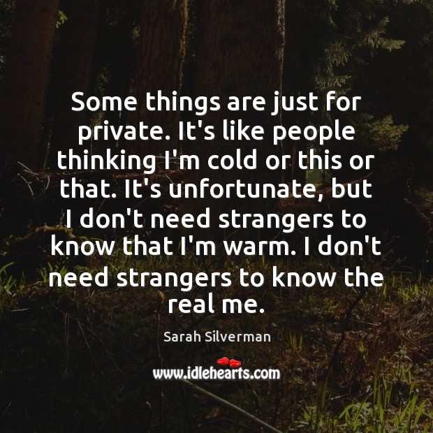 Some things are just for private. It’s like people thinking I’m cold Sarah Silverman Picture Quote