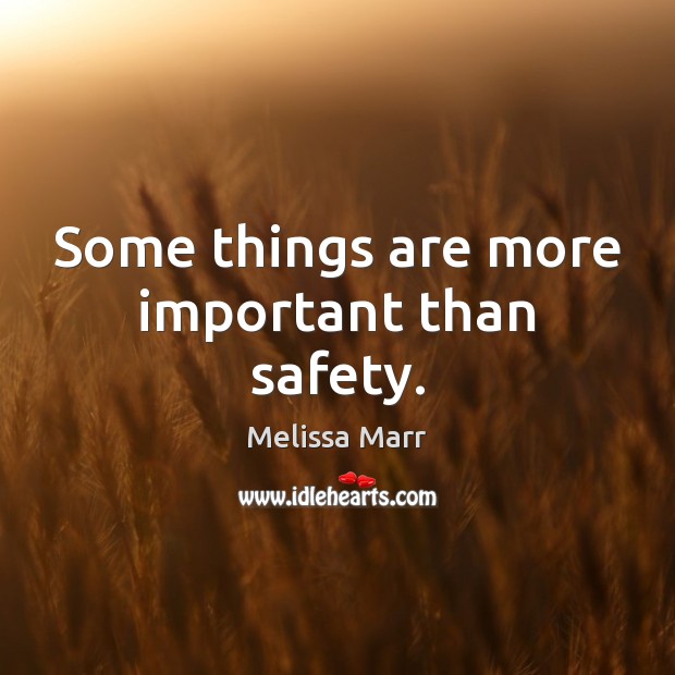 Some things are more important than safety. Melissa Marr Picture Quote
