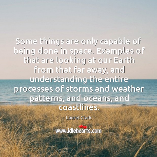 Some things are only capable of being done in space. Laurel Clark Picture Quote
