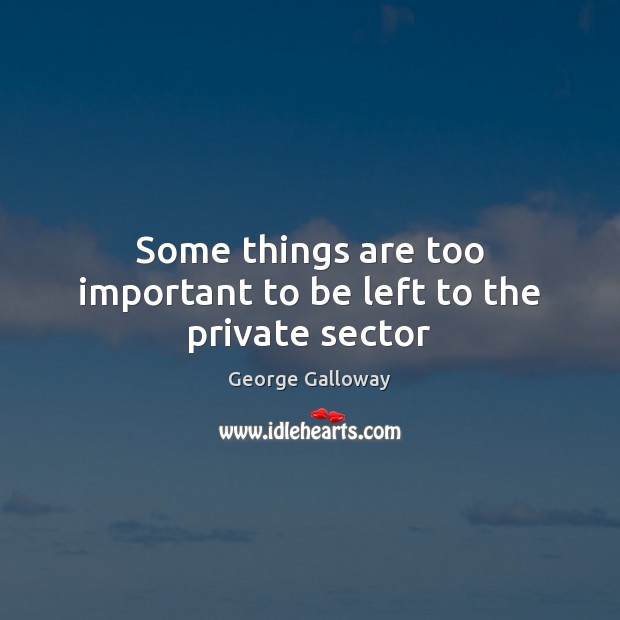 Some things are too important to be left to the private sector George Galloway Picture Quote