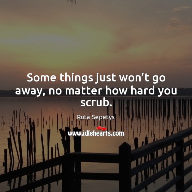 Some things just won’t go away, no matter how hard you scrub. Ruta Sepetys Picture Quote