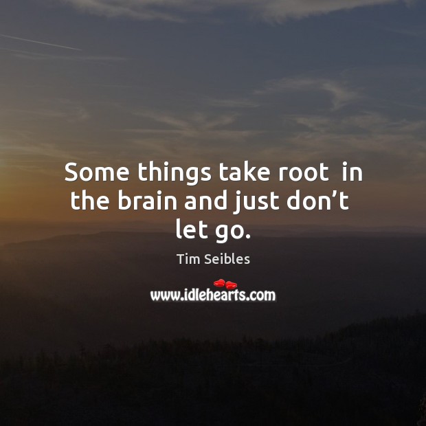 Some things take root  in the brain and just don’t  let go. Tim Seibles Picture Quote