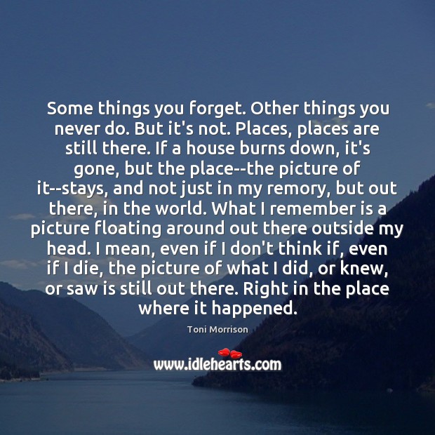Some things you forget. Other things you never do. But it’s not. Toni Morrison Picture Quote