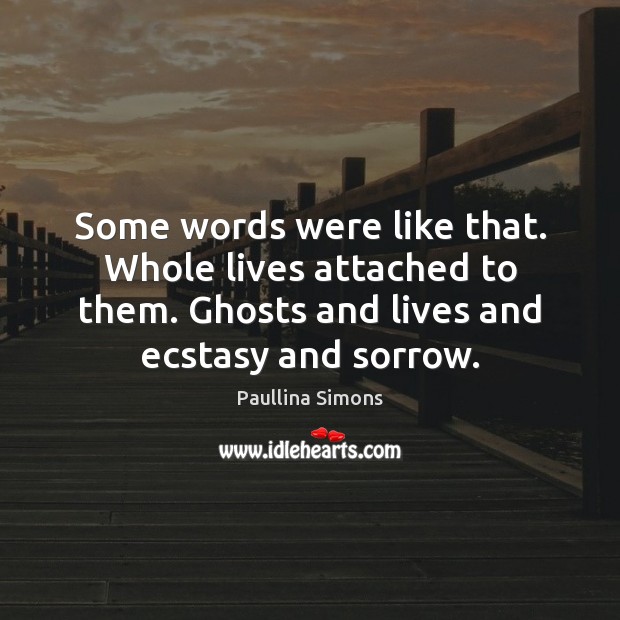 Some words were like that. Whole lives attached to them. Ghosts and Paullina Simons Picture Quote