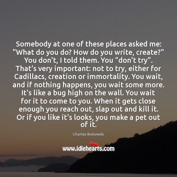 Somebody at one of these places asked me: “What do you do? Charles Bukowski Picture Quote