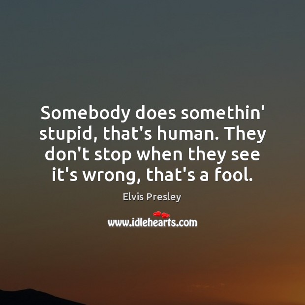 Somebody does somethin’ stupid, that’s human. They don’t stop when they see Fools Quotes Image